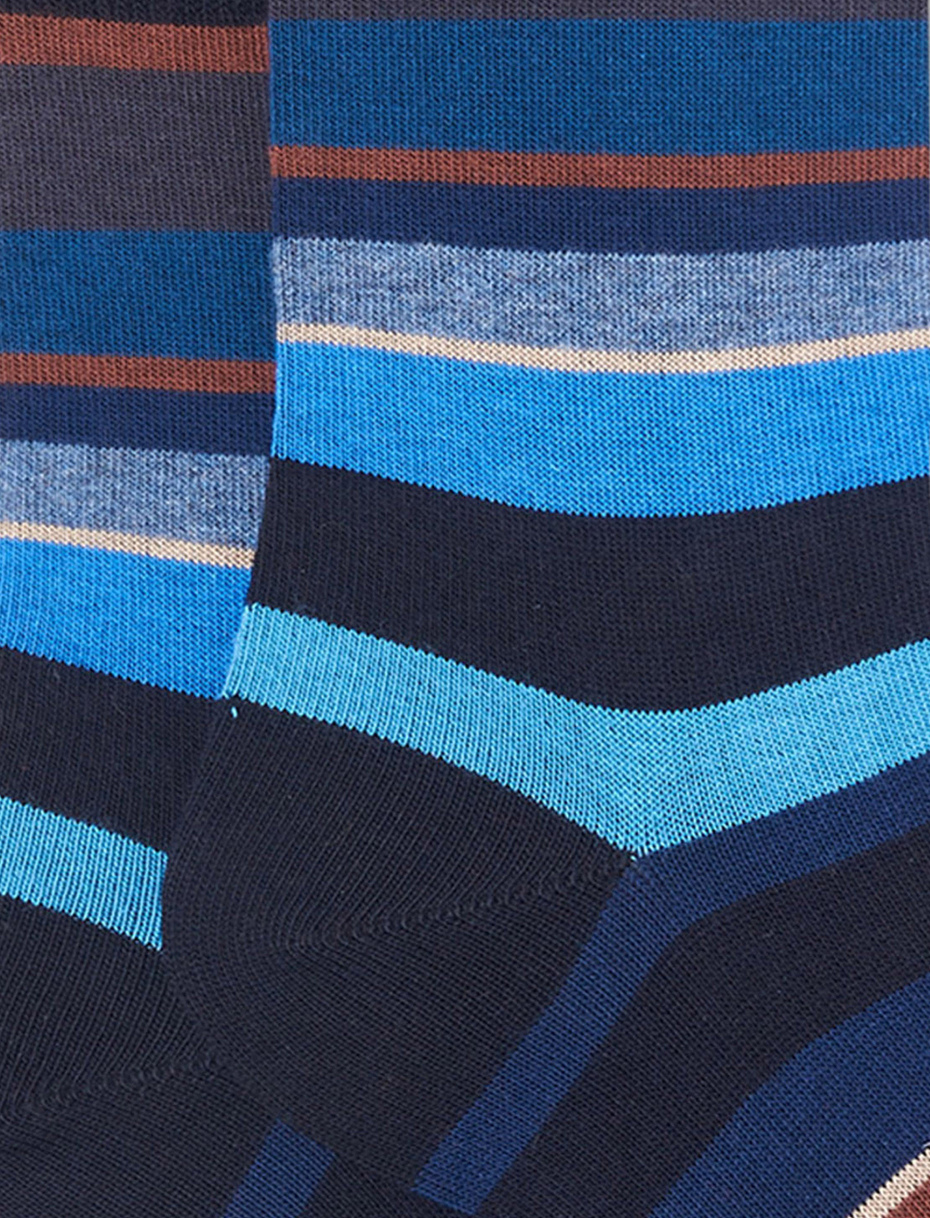 Calze corte bambino cotone blu/sabbia righe multicolor - Gallo 1927 - Official Online Shop