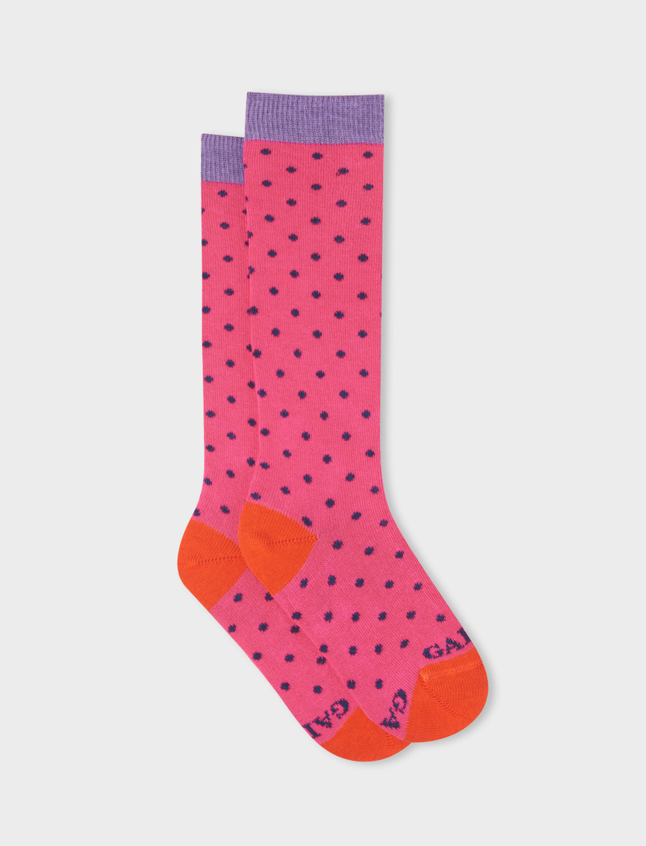 Kids' long hyacinth cotton socks with polka dots - Gallo 1927 - Official Online Shop