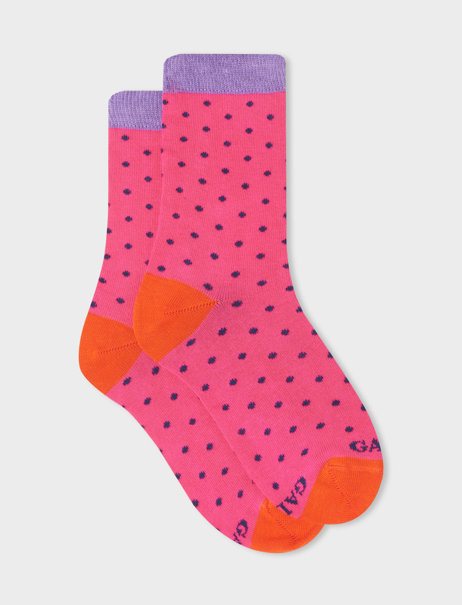 Kids' short hyacinth cotton socks with polka dots - Gallo 1927 - Official Online Shop