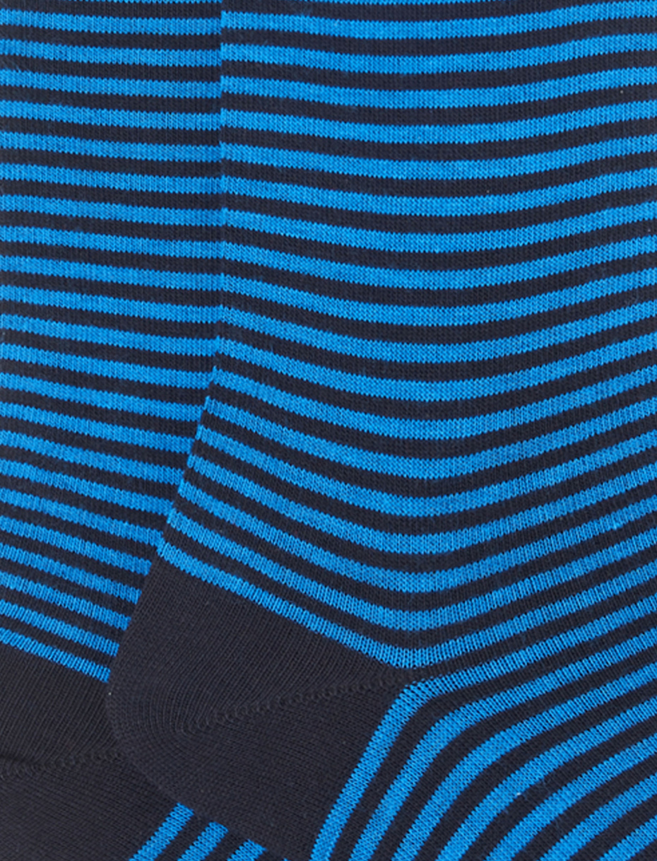 Men's long blue cotton socks with Windsor stripes - Gallo 1927 - Official Online Shop