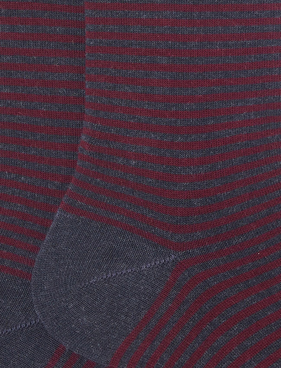 Men's short charcoal grey cotton socks with Windsor stripes - Gallo 1927 - Official Online Shop