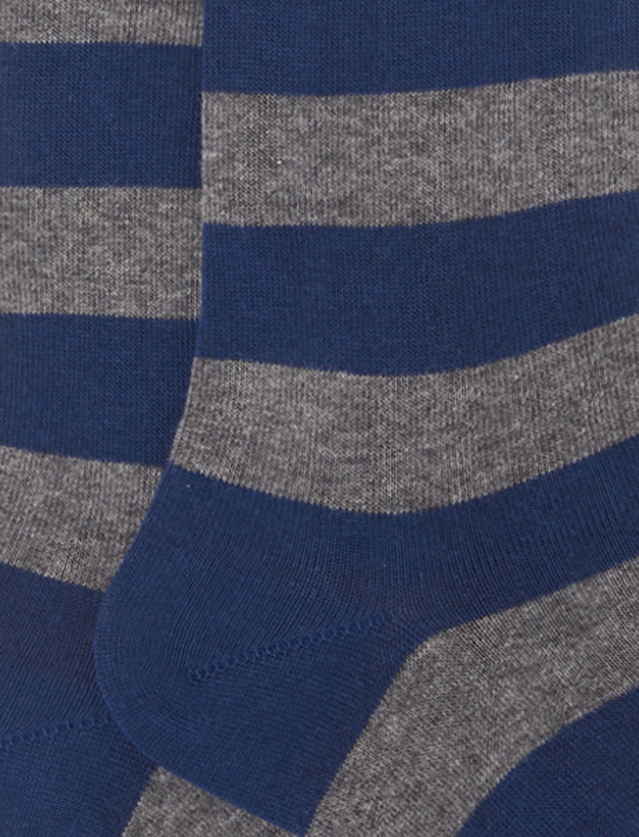 Men's long royal cotton socks with two-tone stripes - Gallo 1927 - Official Online Shop