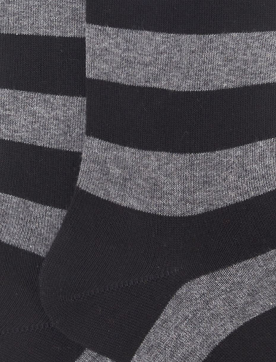 Calze lunghe uomo cotone nero righe bicolore - Gallo 1927 - Official Online Shop