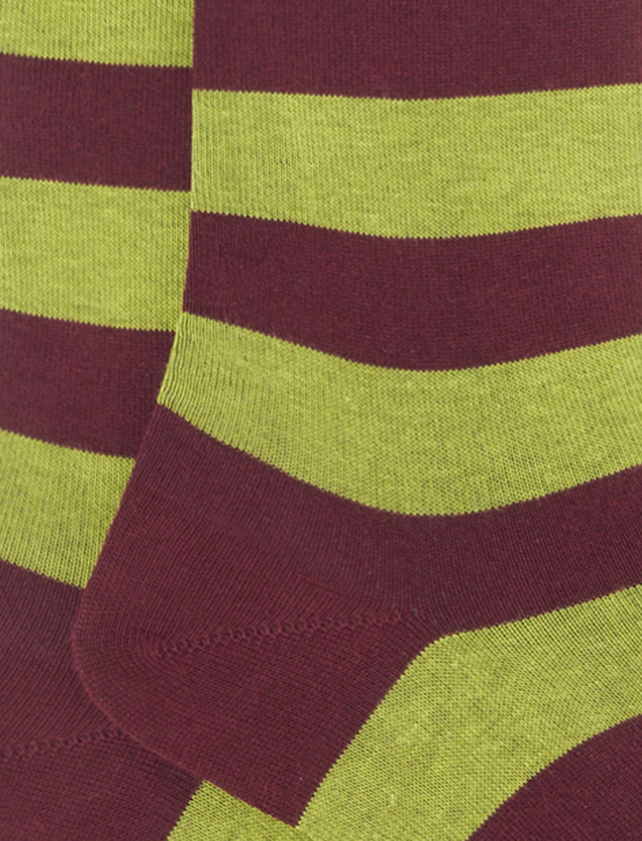 Calze lunghe uomo cotone bordò righe bicolore - Gallo 1927 - Official Online Shop