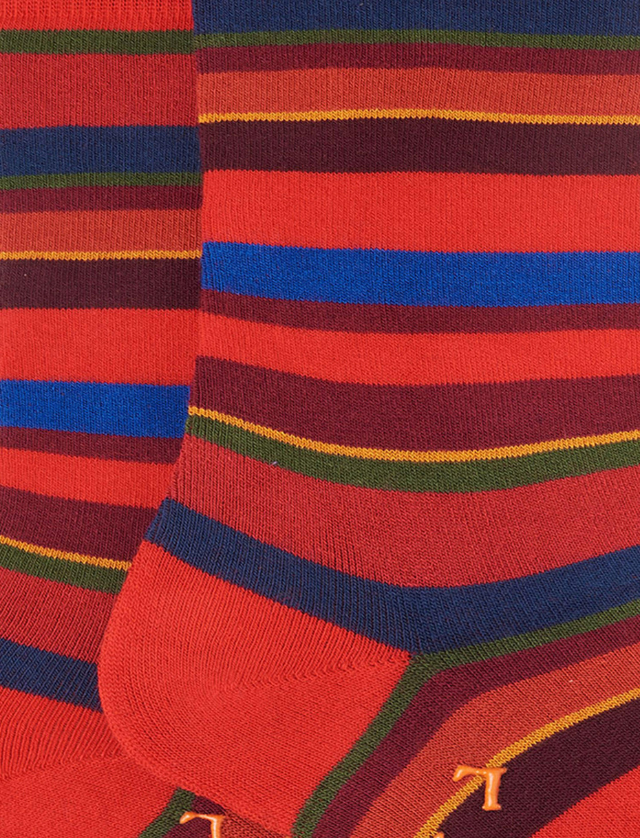 Calze corte antiscivolo uomo cotone rosso righe multicolor - Gallo 1927 - Official Online Shop
