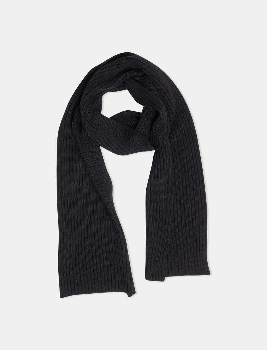 Unisex plain black scarf in wool, silk and cashmere - Gallo 1927 - Official Online Shop
