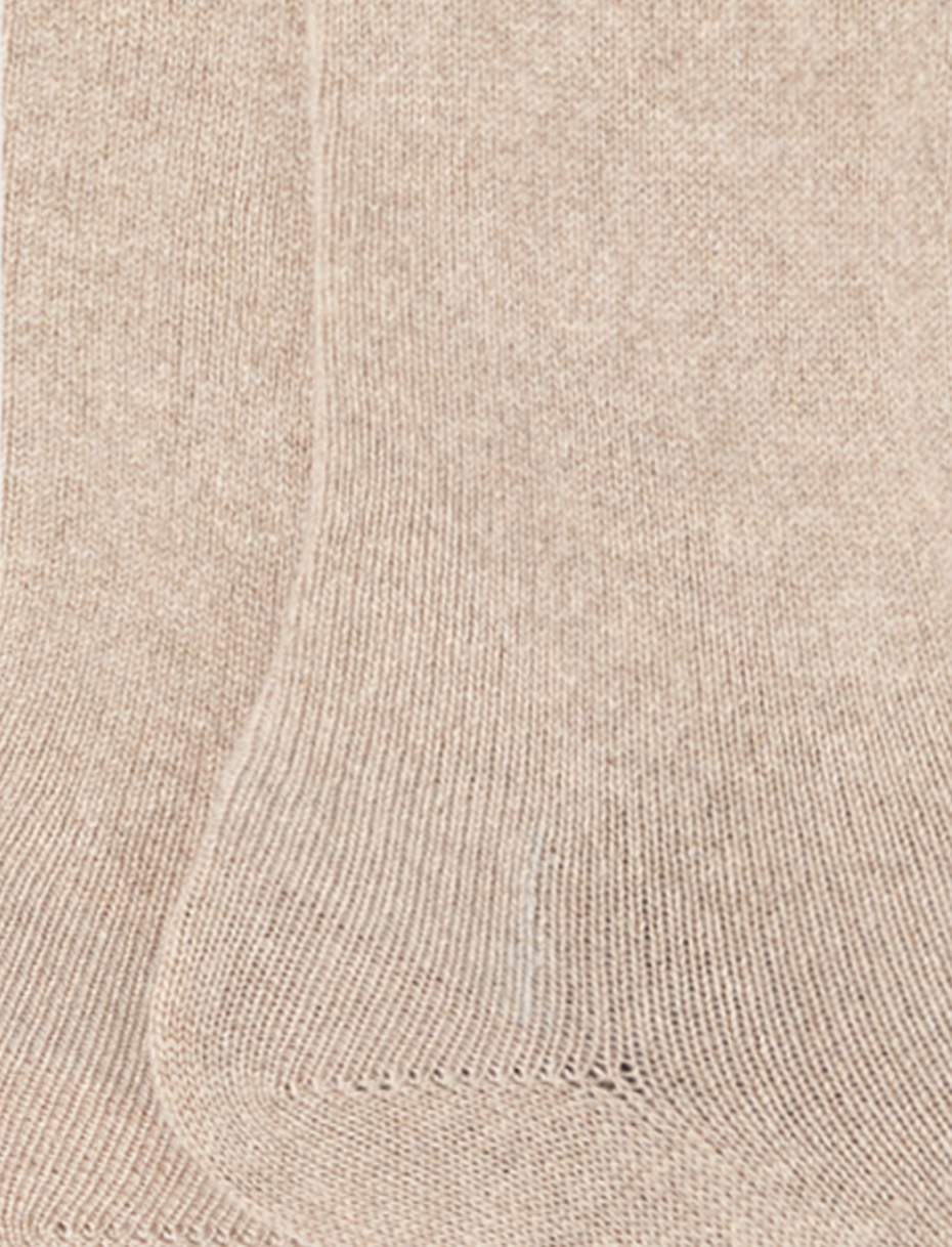 Women's long plain beige cashmere socks - Gallo 1927 - Official Online Shop