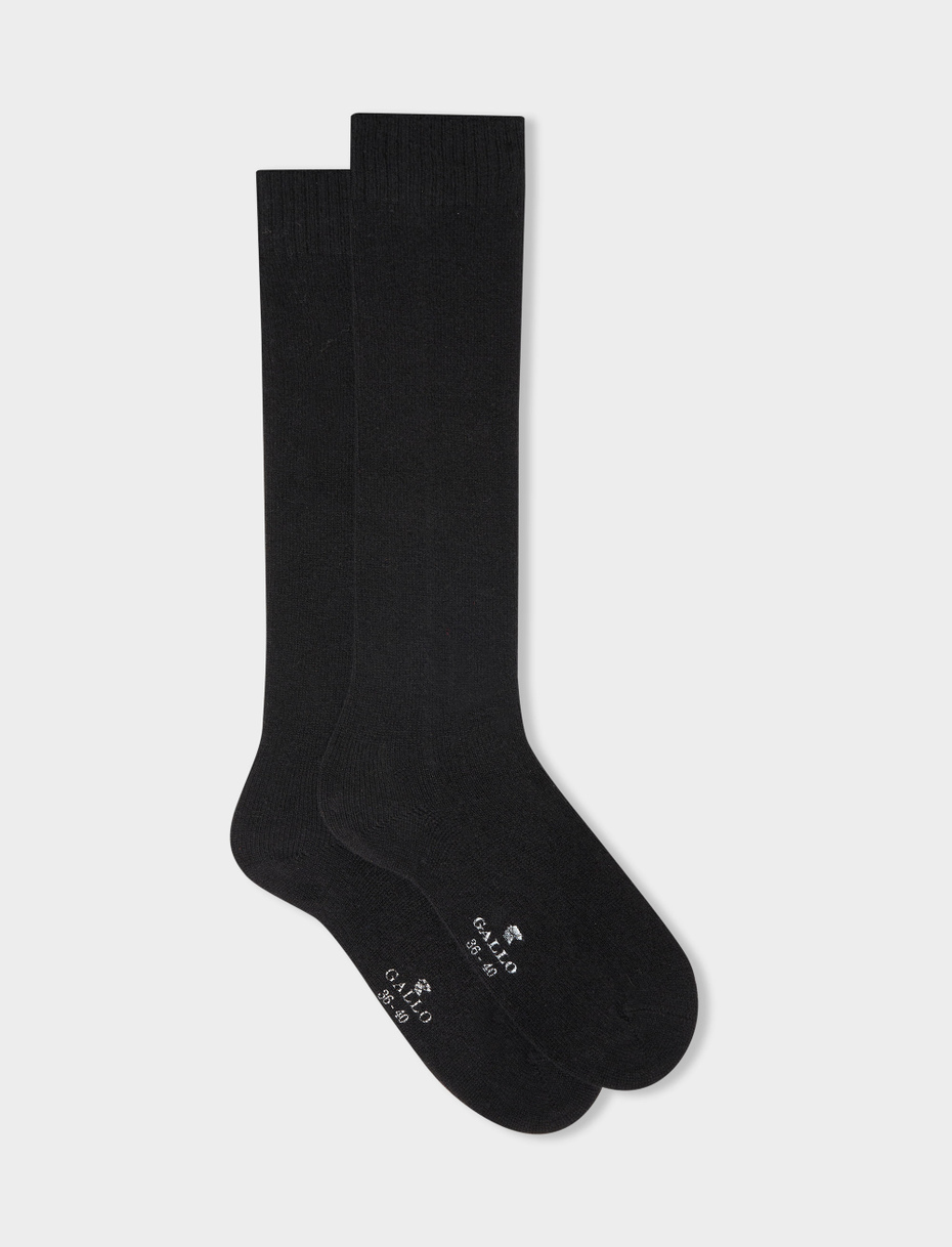 Women's long plain black cashmere socks - Gallo 1927 - Official Online Shop