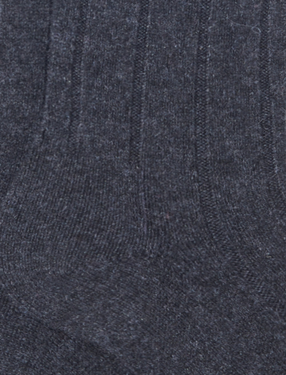 Women’s long plain grey ribbed cashmere socks - Gallo 1927 - Official Online Shop