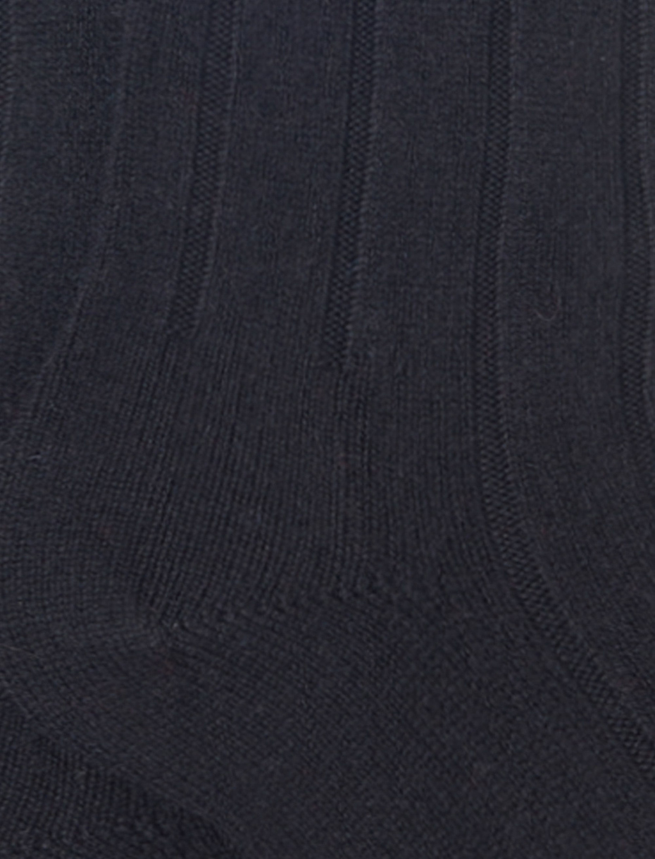 Calze lunghe donna cashmere nero tinta unita a coste - Gallo 1927 - Official Online Shop