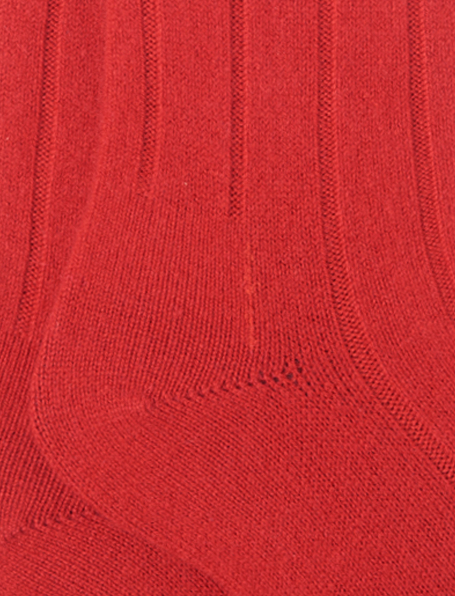 Women's long ribbed plain brick red cashmere socks - Gallo 1927 - Official Online Shop