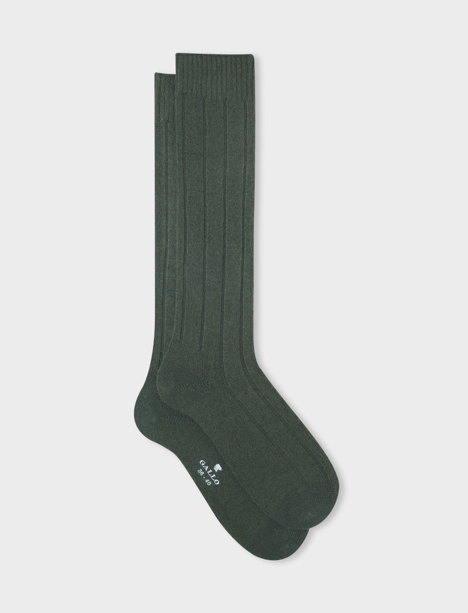 Women's long ribbed plain army cashmere socks - Gallo 1927 - Official Online Shop