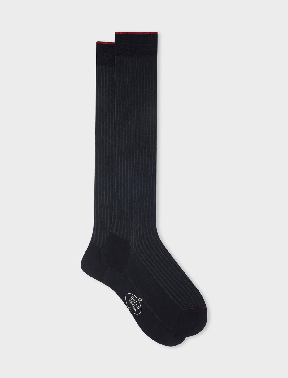 Men's long black/smoke plated cotton socks - Gallo 1927 - Official Online Shop