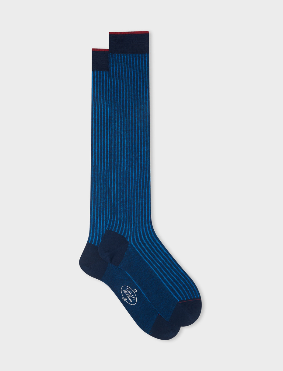 Men's long ocean blue plated cotton socks - Gallo 1927 - Official Online Shop