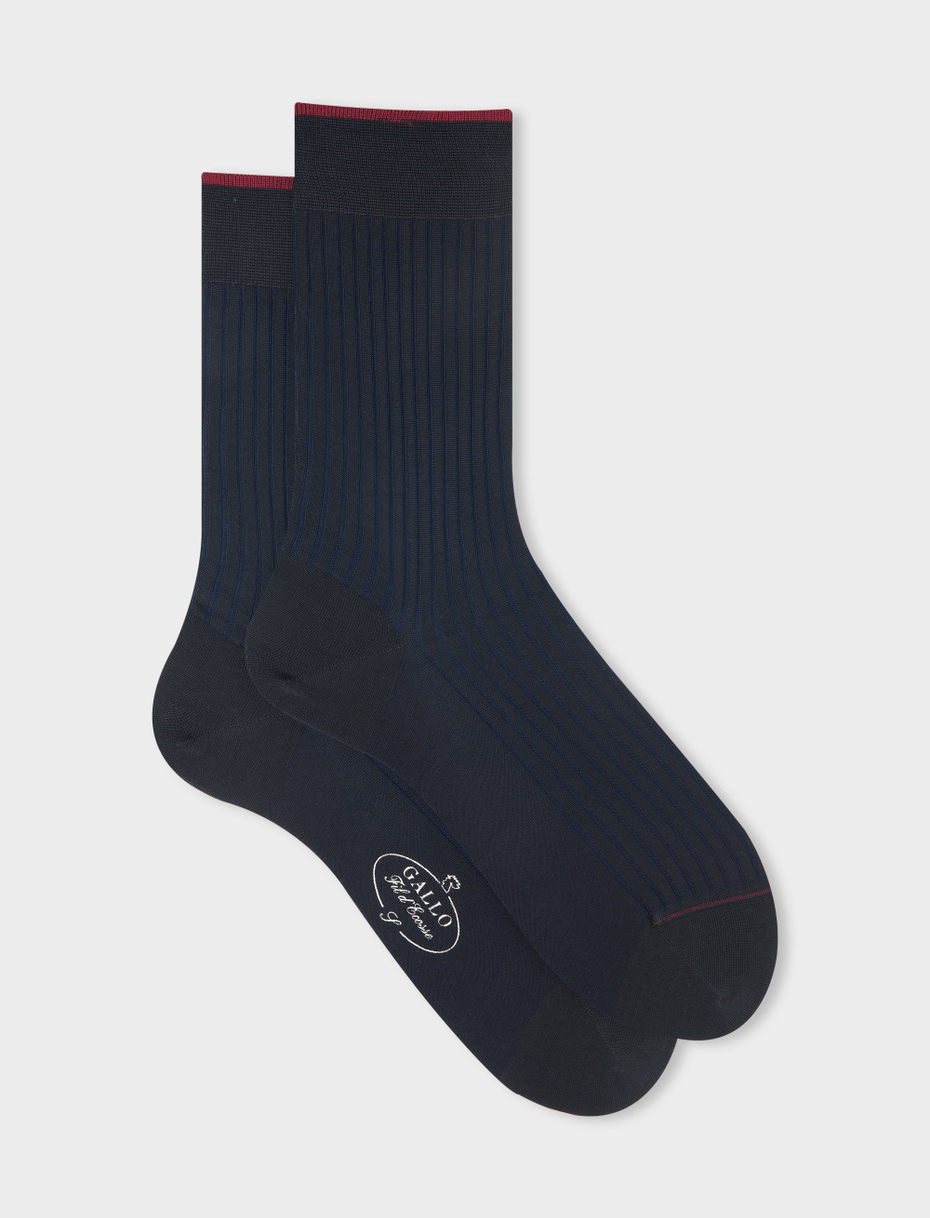 Men's short charcoal grey plated cotton socks - Gallo 1927 - Official Online Shop