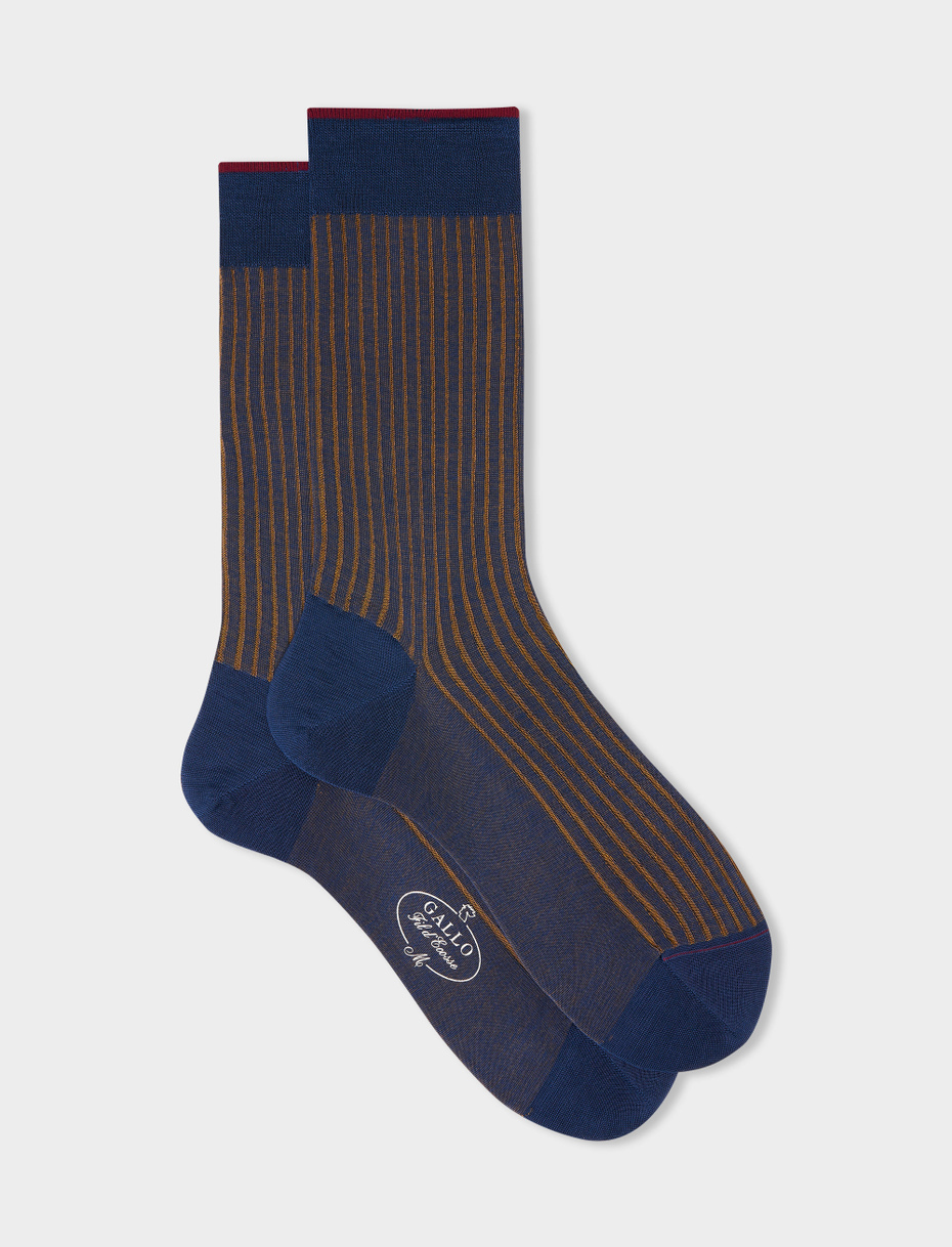 Men's short royal/curry plated cotton socks - Gallo 1927 - Official Online Shop
