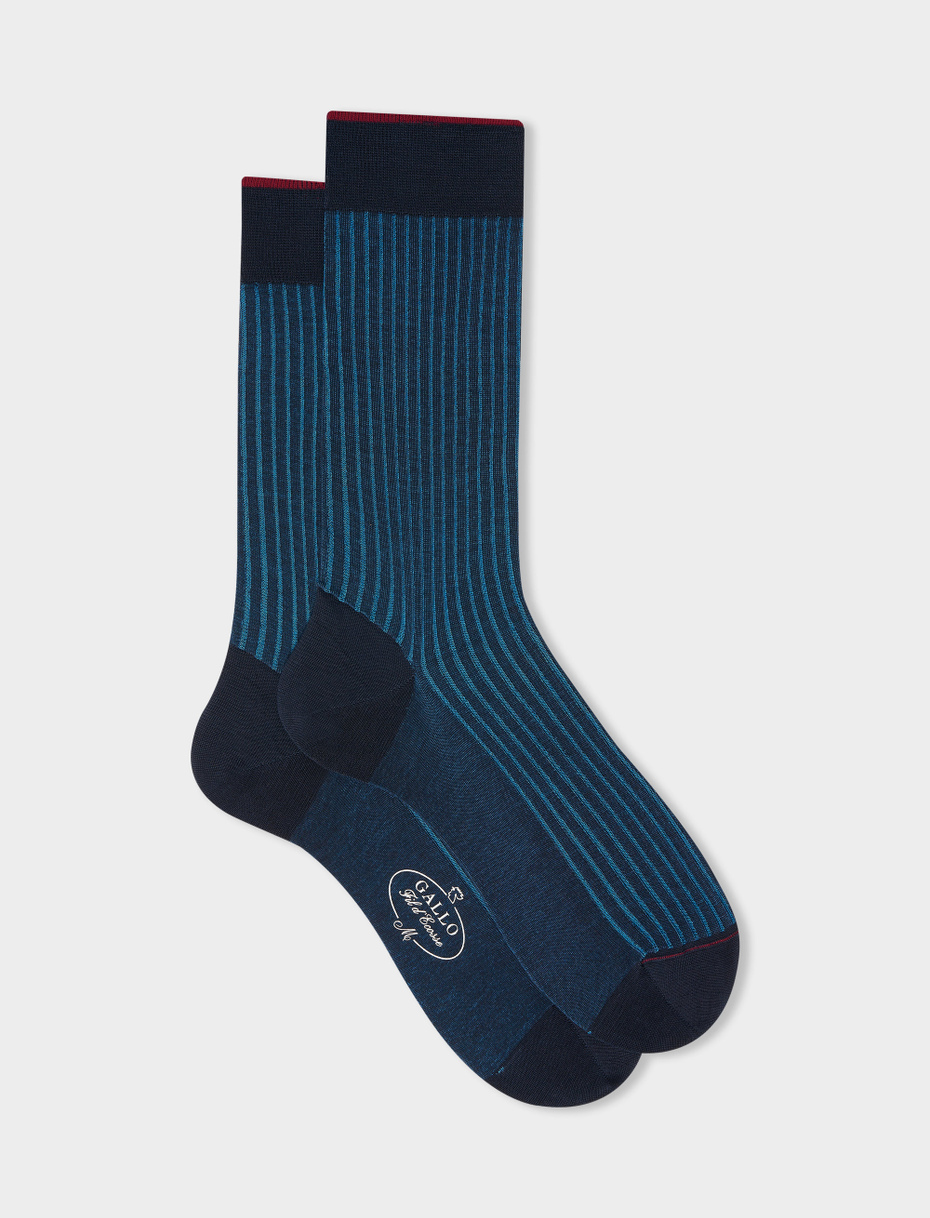 Men's short ocean blue plated cotton socks - Gallo 1927 - Official Online Shop