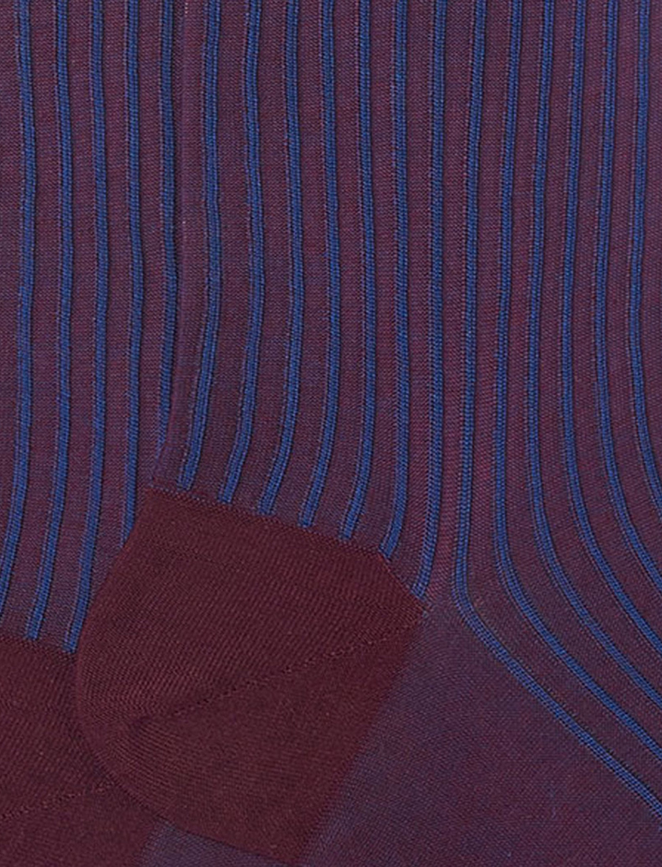 Men's long burgundy twin-rib cotton socks - Gallo 1927 - Official Online Shop