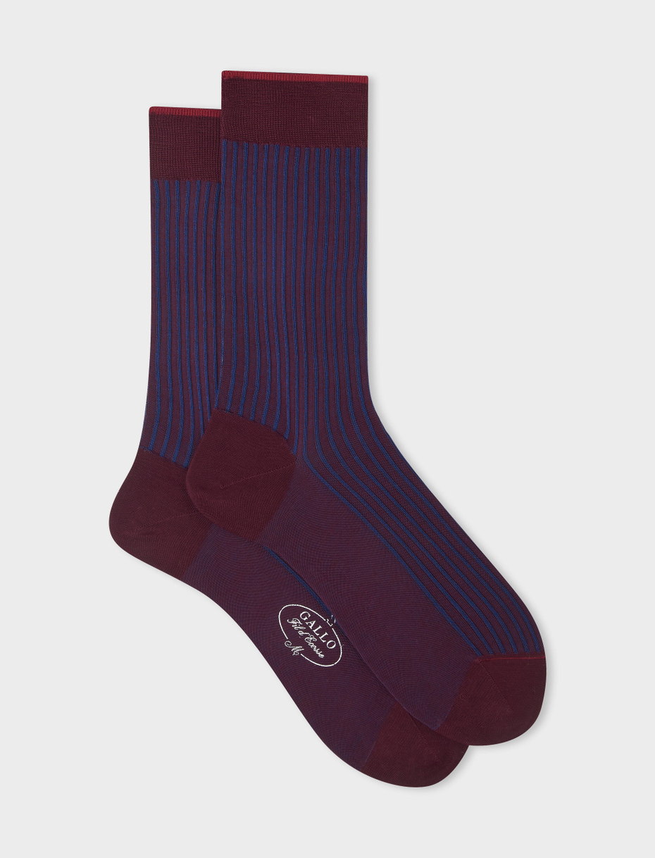Men's short burgundy twin-rib cotton socks - Gallo 1927 - Official Online Shop