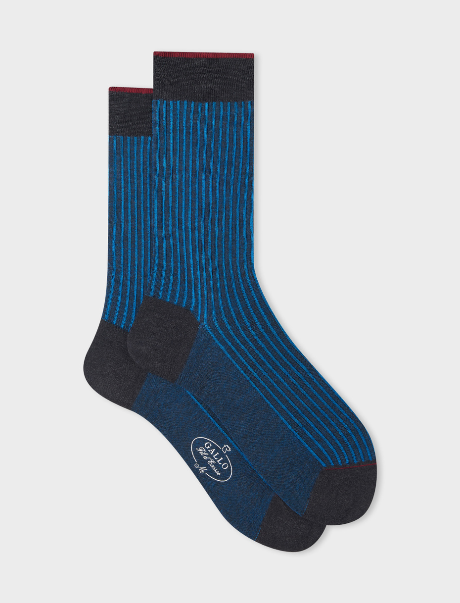 Men's short graphite twin-rib cotton socks - Gallo 1927 - Official Online Shop