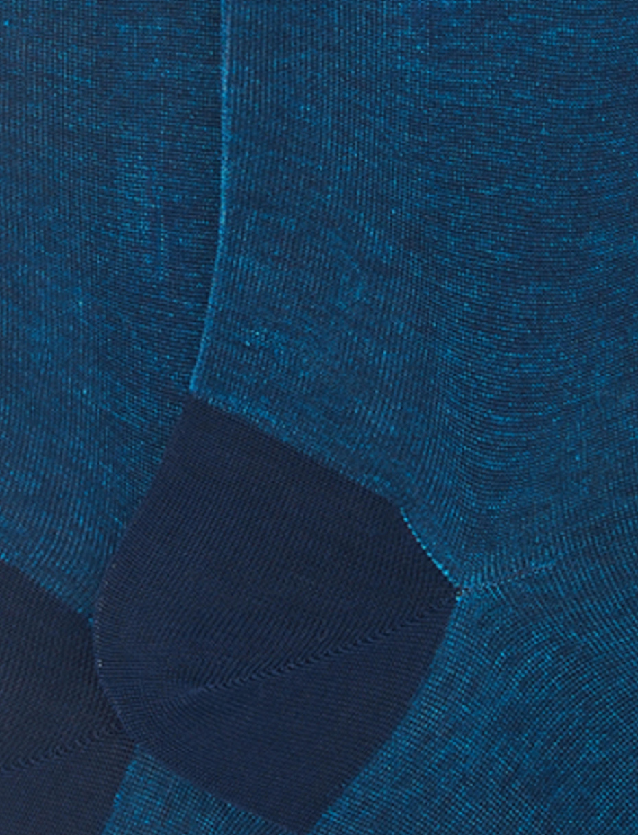 Men's long ocean blue cotton socks with iridescent motif - Gallo 1927 - Official Online Shop
