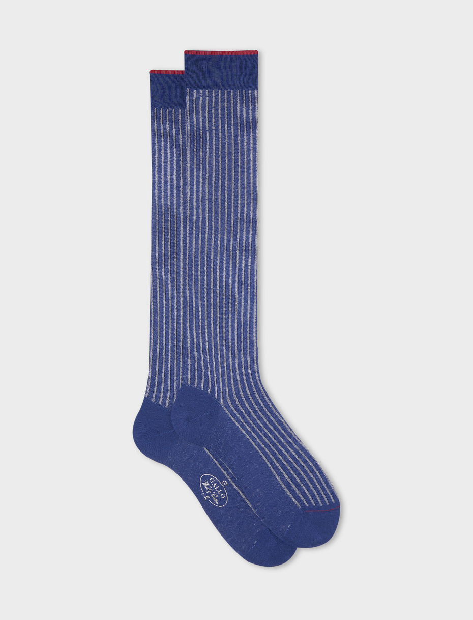 Men's long royal twin-rib cotton and wool socks - Gallo 1927 - Official Online Shop