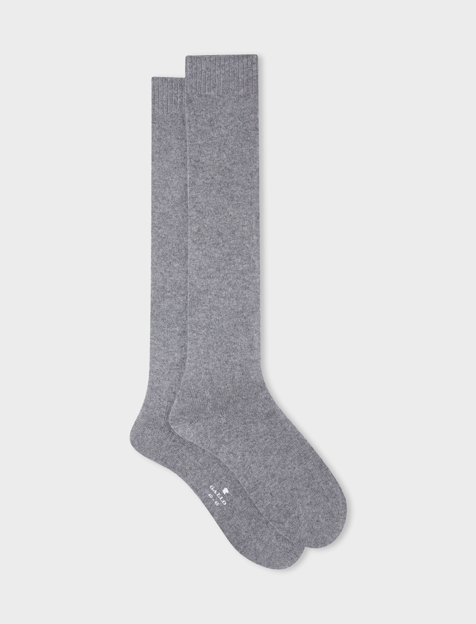 Men's long plain medium grey cashmere socks - Gallo 1927 - Official Online Shop