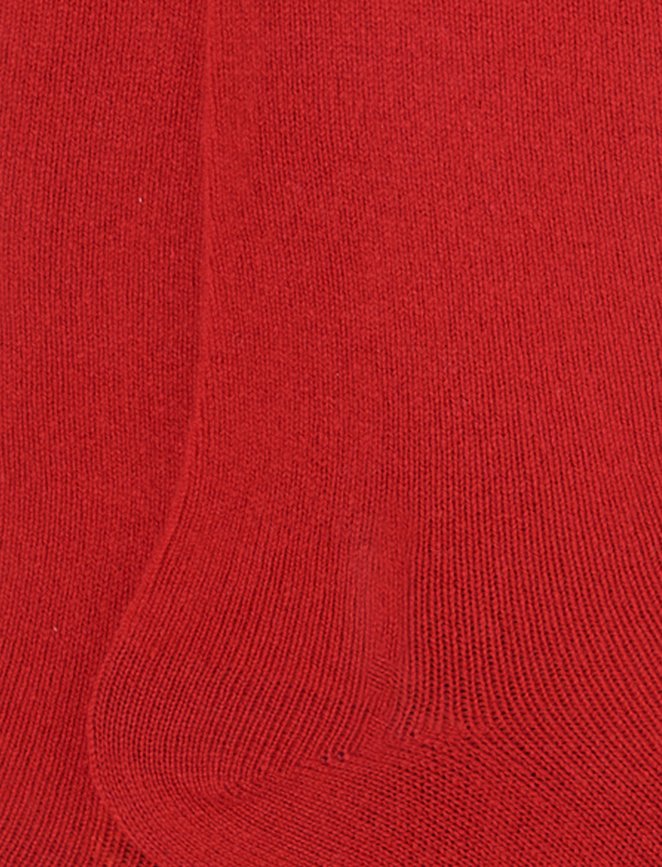 Men's long plain brick red cashmere socks - Gallo 1927 - Official Online Shop