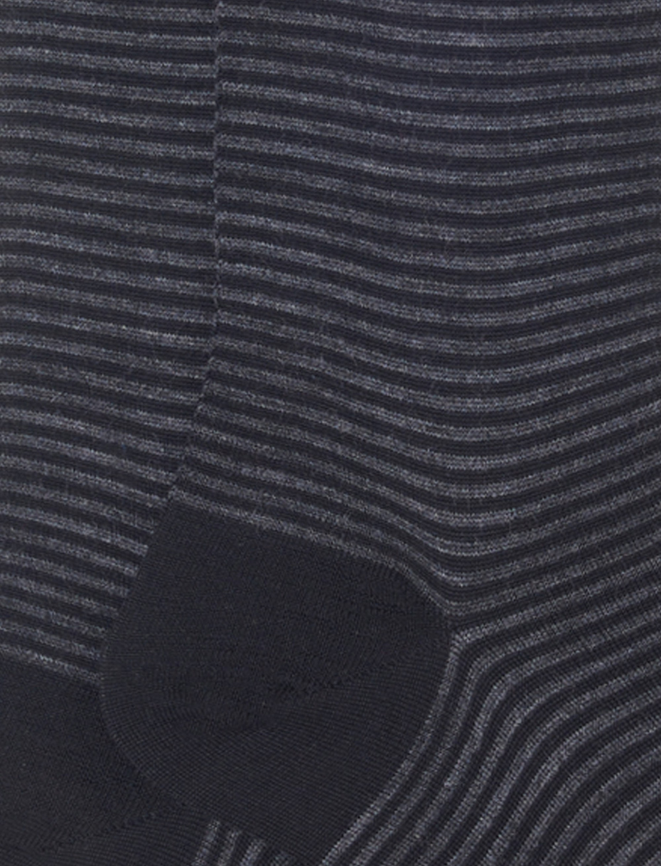 Men's long black wool and cotton socks with Windsor stripes - Gallo 1927 - Official Online Shop