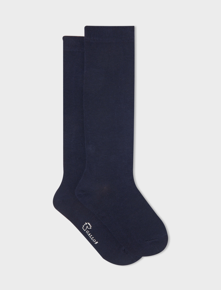 Kids' long plain blue cotton socks - Gallo 1927 - Official Online Shop