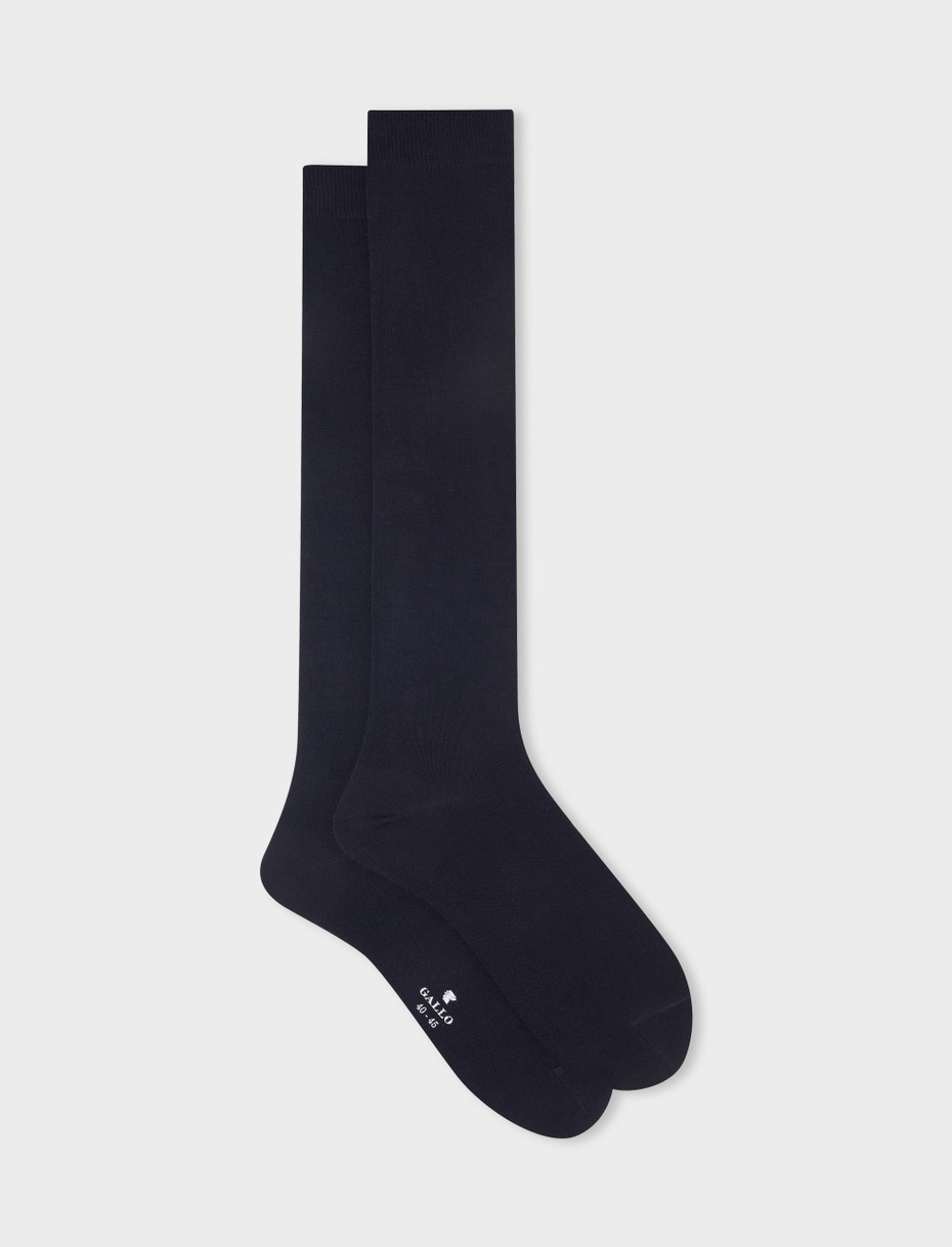 Men's long plain blue cotton socks - Gallo 1927 - Official Online Shop