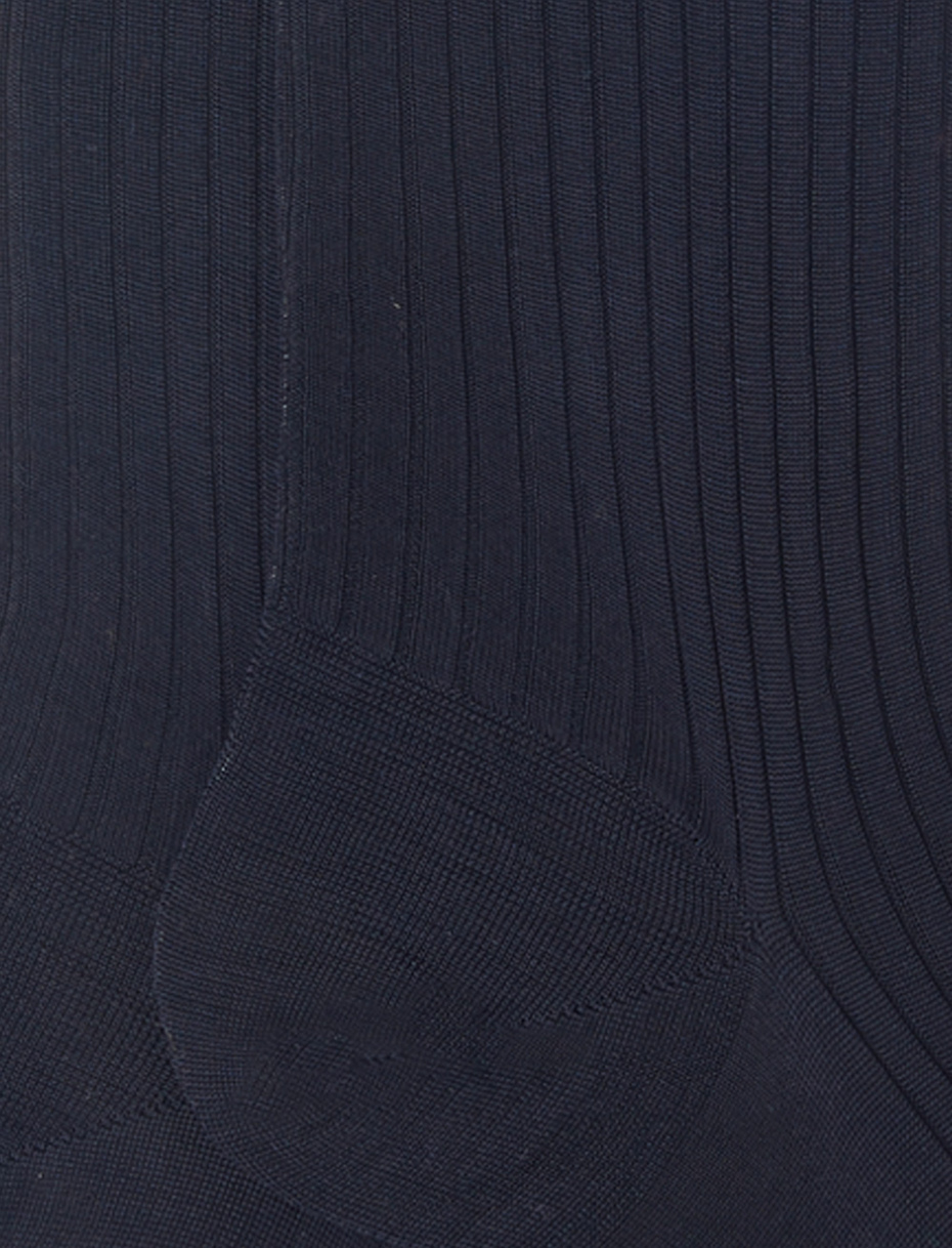 Calze lunghe uomo cotone blu tinta unita a coste - Gallo 1927 - Official Online Shop