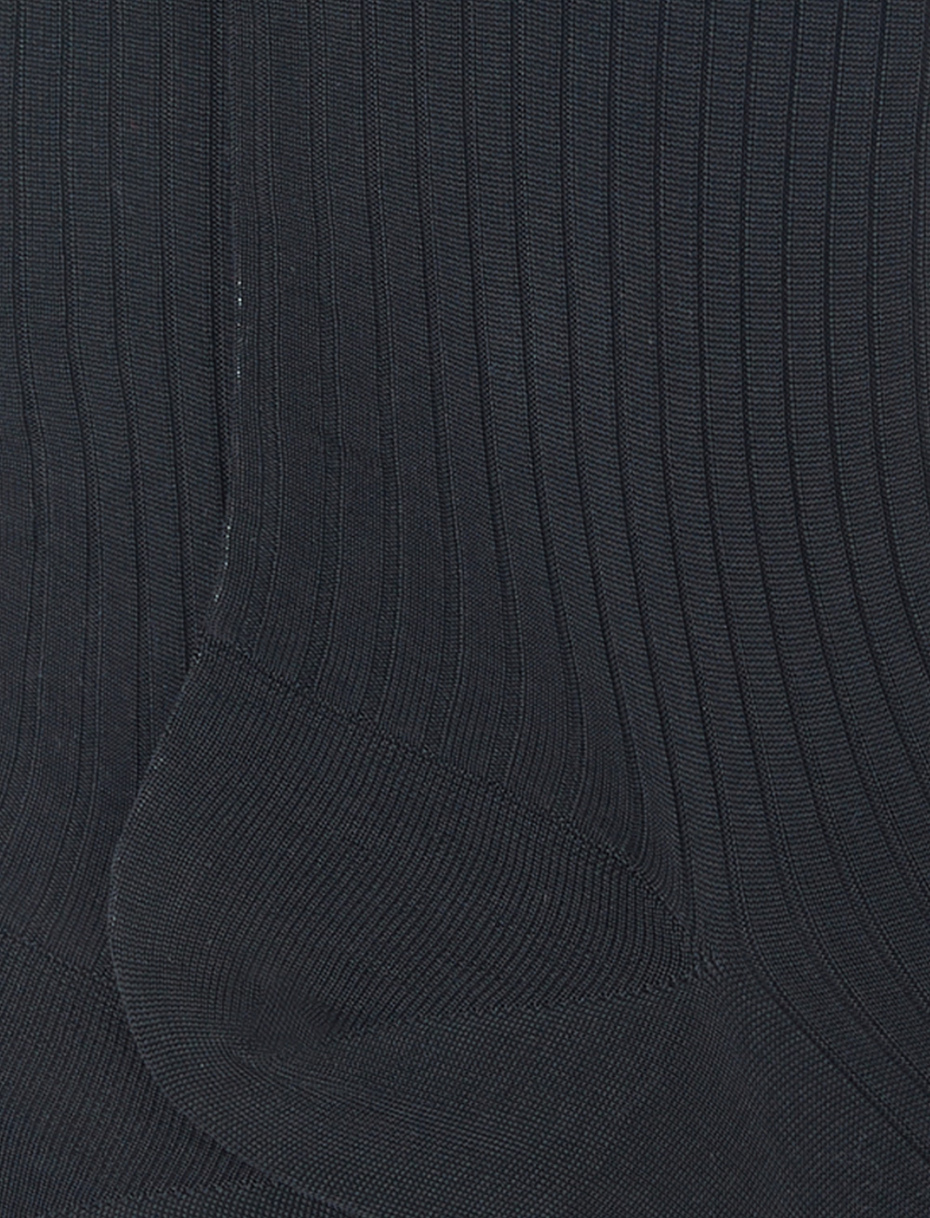 Men's short ribbed plain charcoal grey cotton socks - Gallo 1927 - Official Online Shop