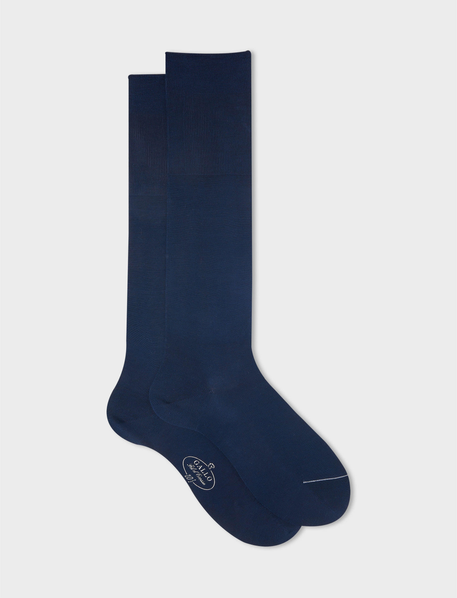 Men's long plain ocean blue cotton socks - Gallo 1927 - Official Online Shop