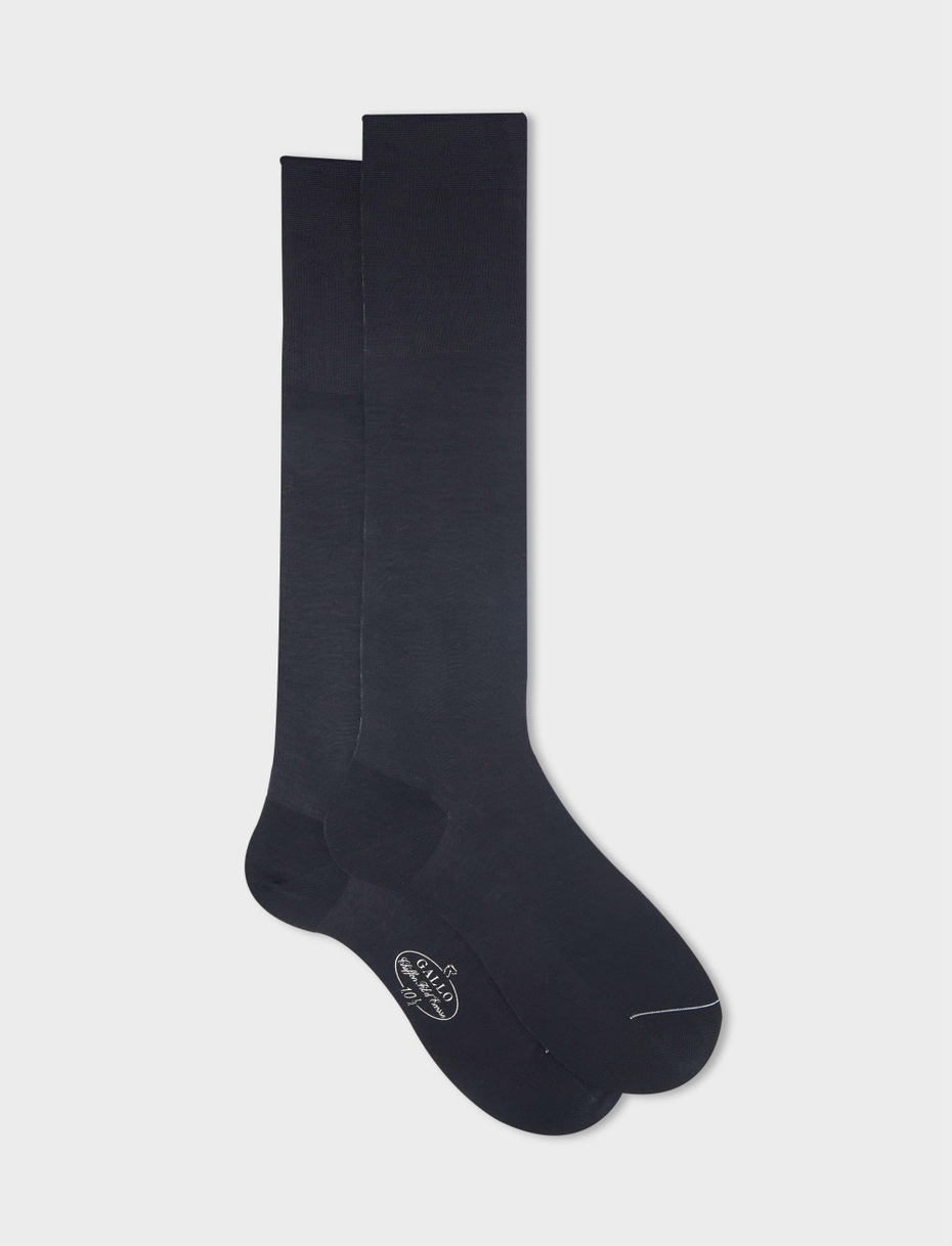 Men's long plain charcoal grey cotton chiffon socks - Gallo 1927 - Official Online Shop