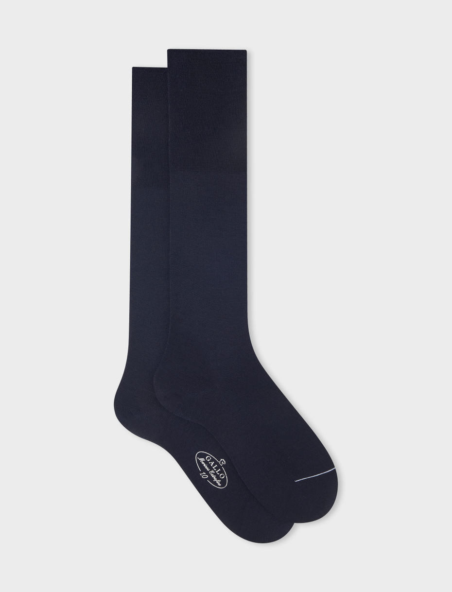 Men's long plain blue wool socks - Gallo 1927 - Official Online Shop