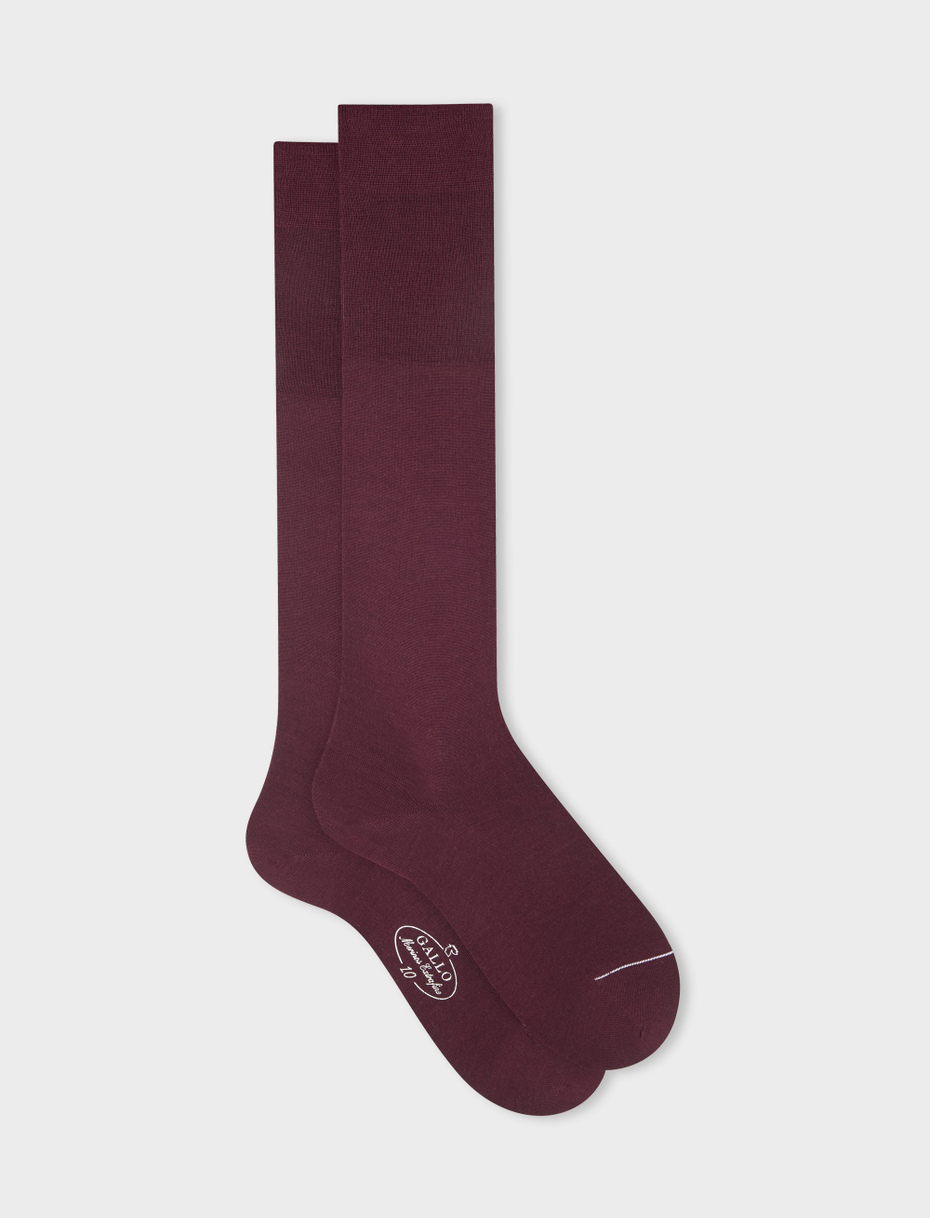 Men's long plain burgundy wool socks - Gallo 1927 - Official Online Shop