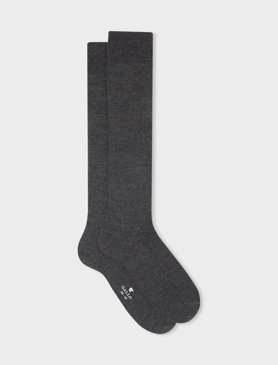 Women's long plain charcoal grey socks in wool, silk and cashmere - Gallo 1927 - Official Online Shop