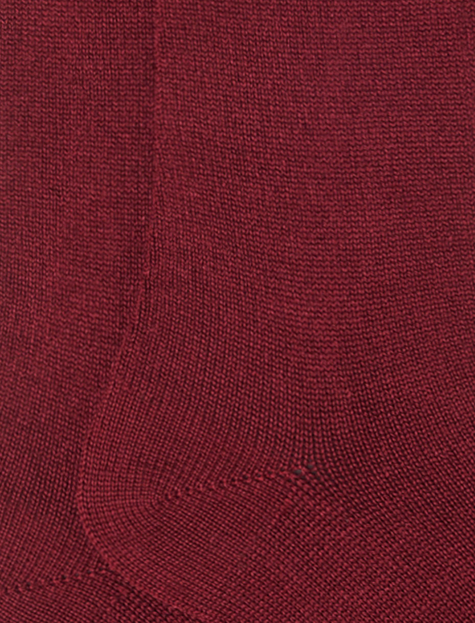 Women's long plain burgundy socks in wool, silk and cashmere - Gallo 1927 - Official Online Shop