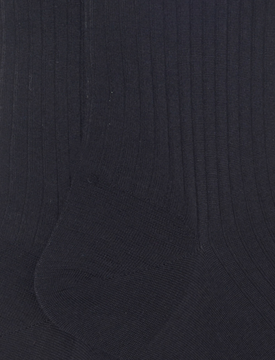 Calze lunghe uomo lana nero tinta unita a coste - Gallo 1927 - Official Online Shop