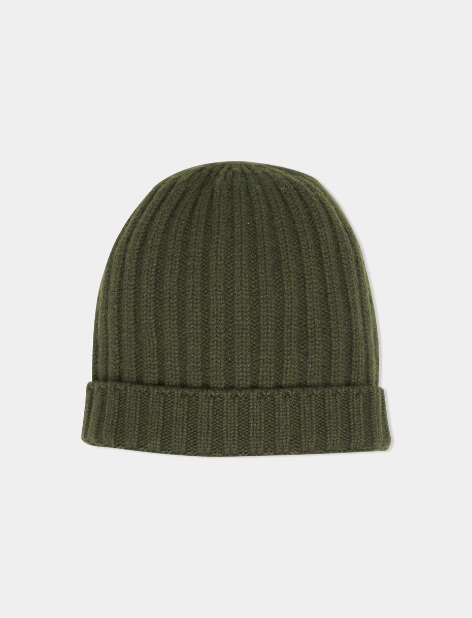 Unisex plain ribbed army cashmere beanie - Gallo 1927 - Official Online Shop