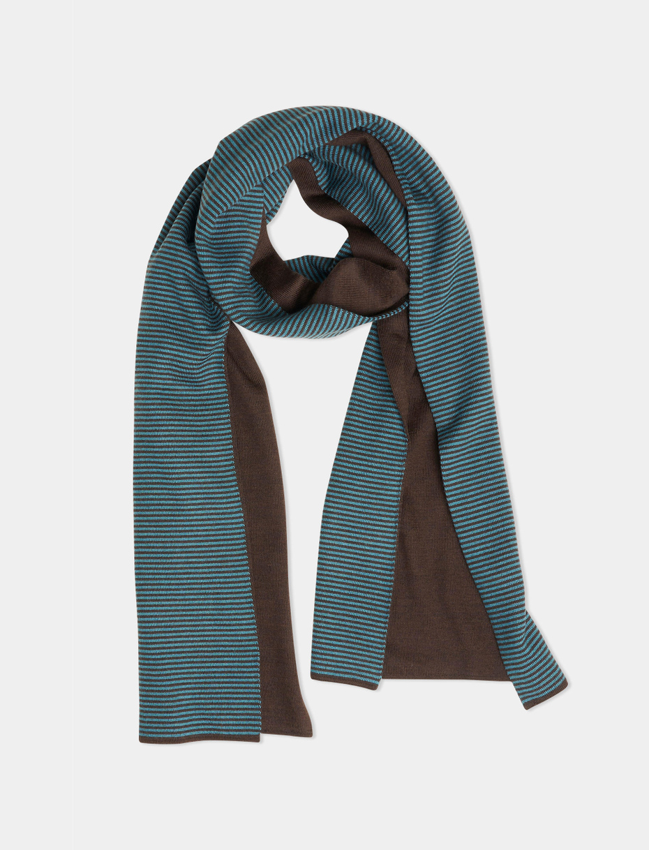 Men's brown virgin wool scarf with Windsor stripes - Gallo 1927 - Official Online Shop