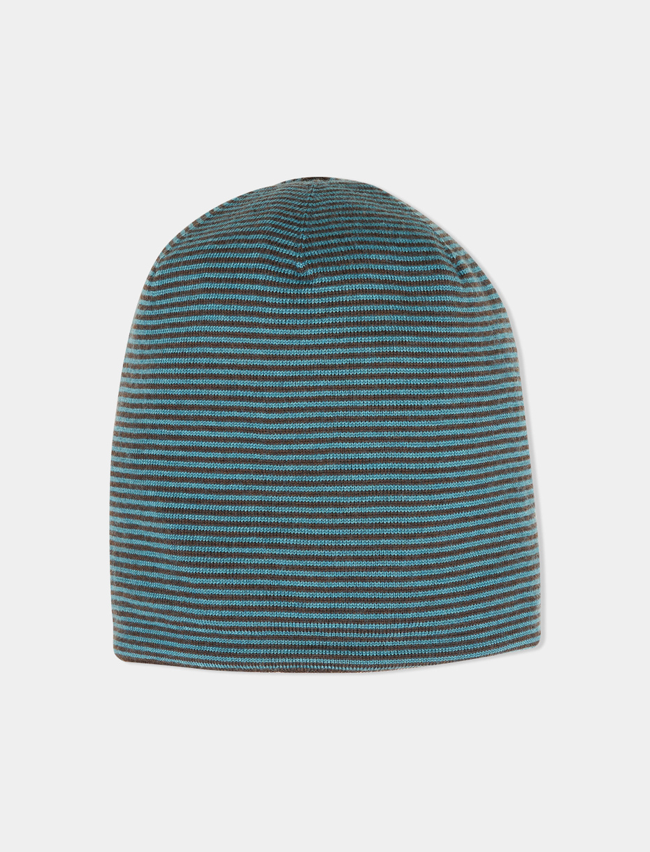 Men's brown virgin wool beanie with Windsor stripes - Gallo 1927 - Official Online Shop