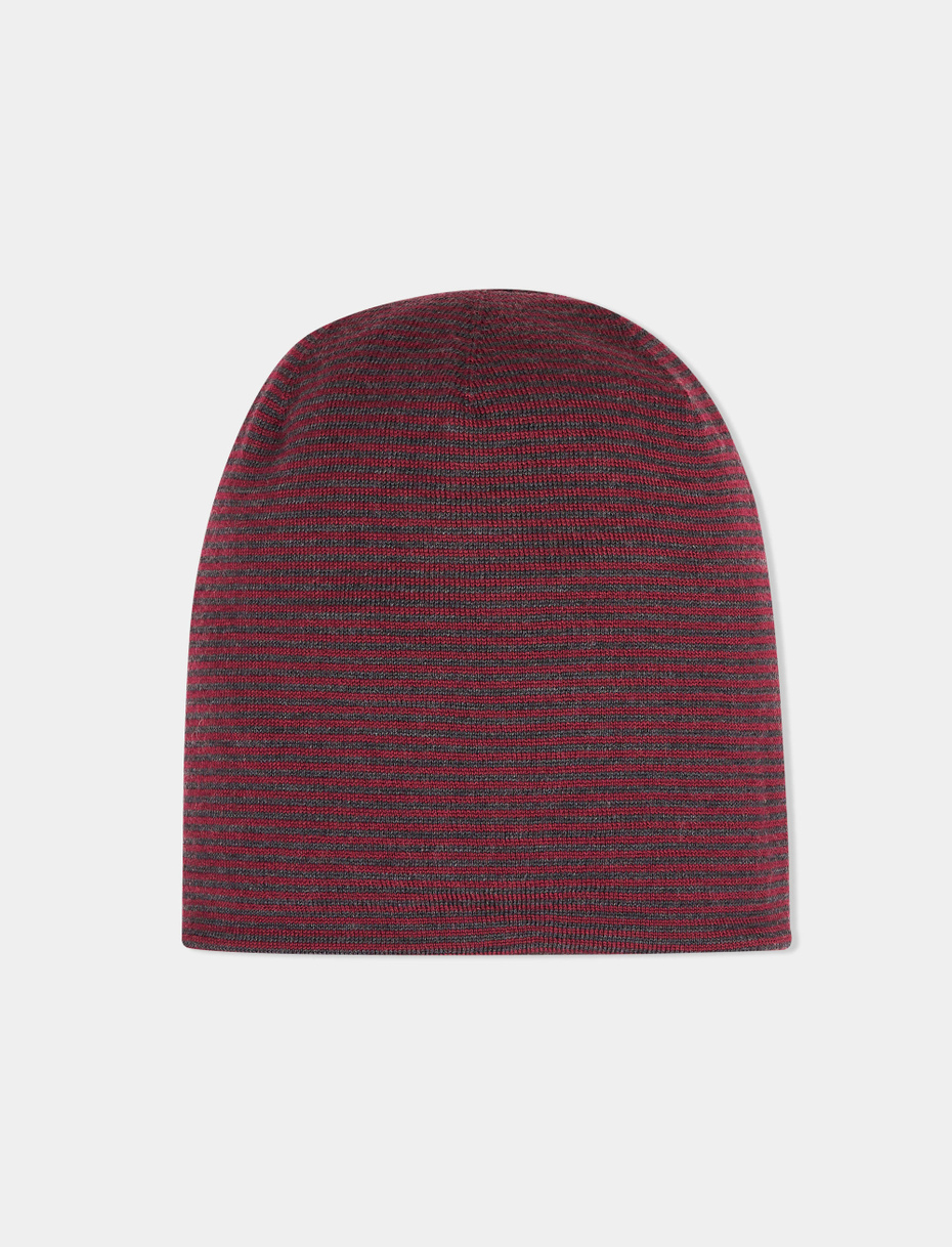 Men's charcoal grey virgin wool beanie with Windsor stripes - Gallo 1927 - Official Online Shop