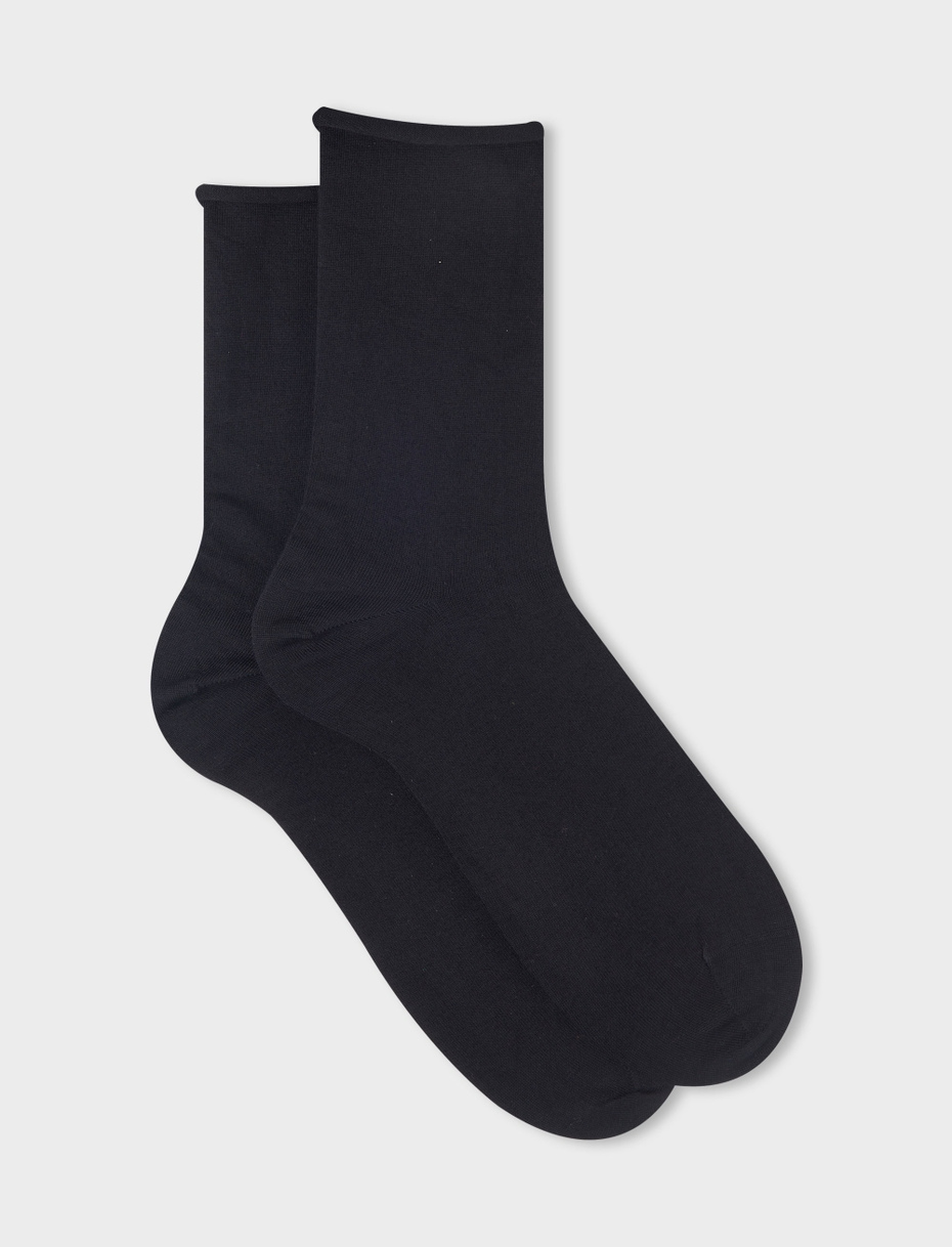 Women's short plain charcoal cotton socks - Gallo 1927 - Official Online Shop