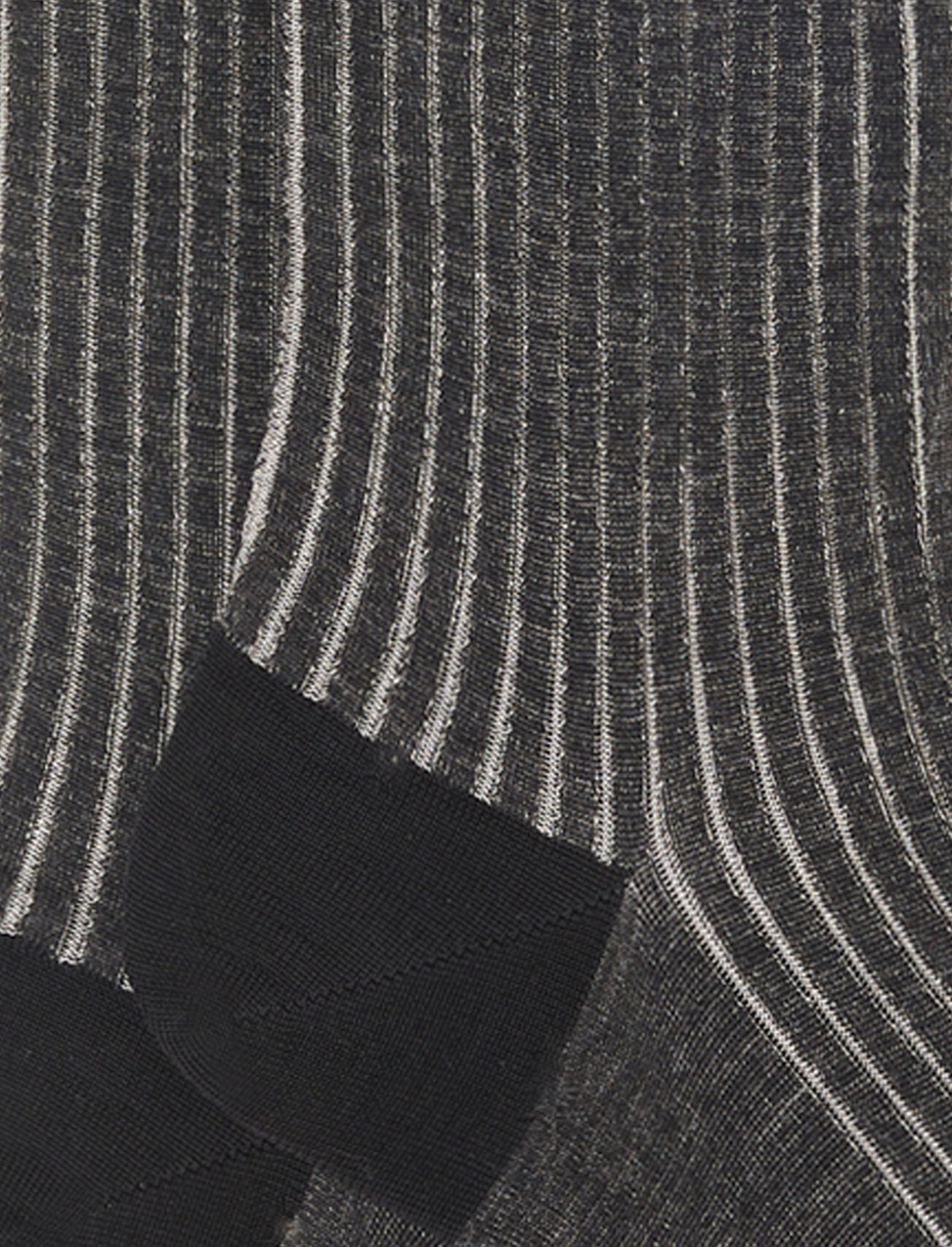Women's long black plated cotton socks - Gallo 1927 - Official Online Shop