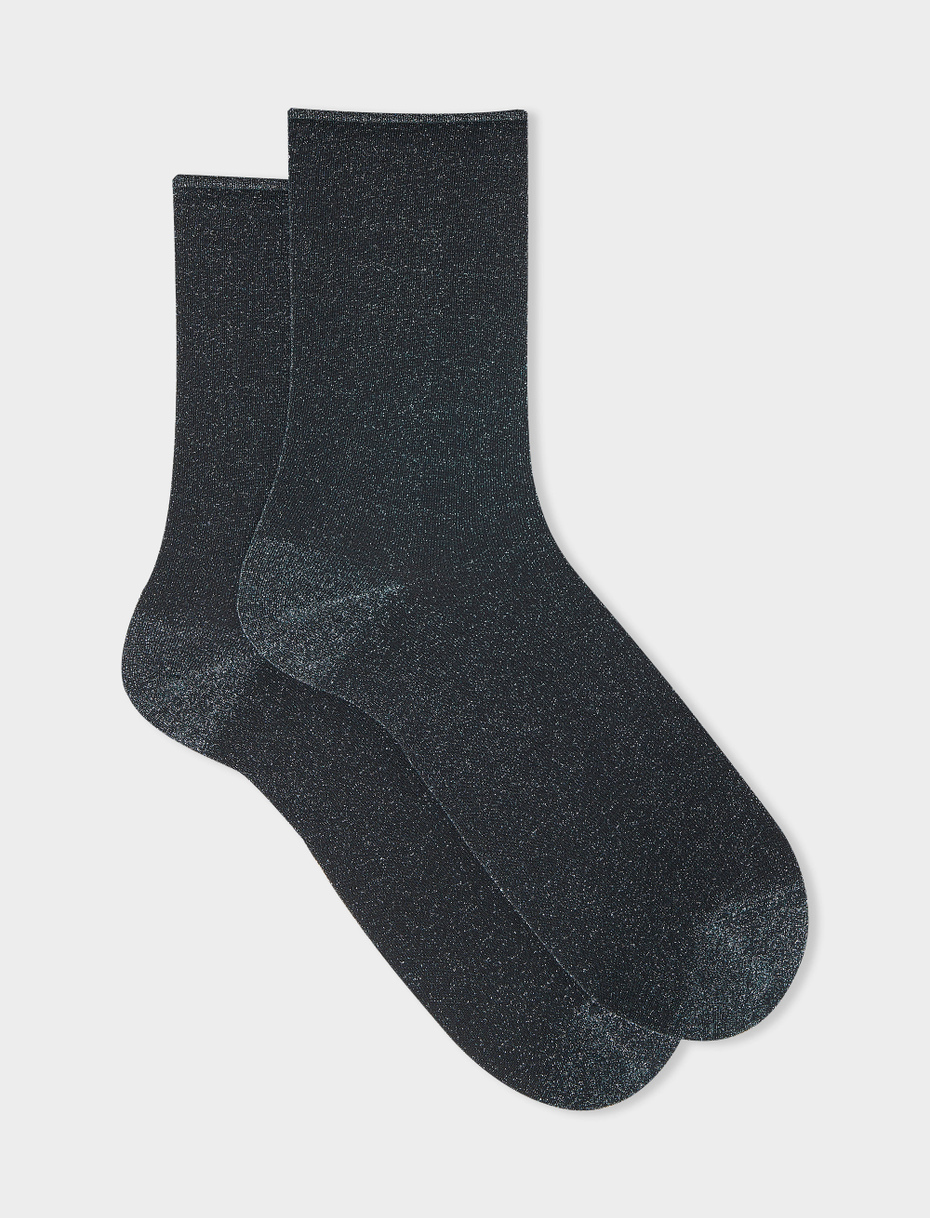 Women's short plain sea green lurex socks - Gallo 1927 - Official Online Shop