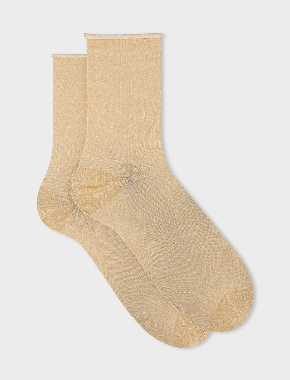 Women's short plain gold lurex socks - Gallo 1927 - Official Online Shop