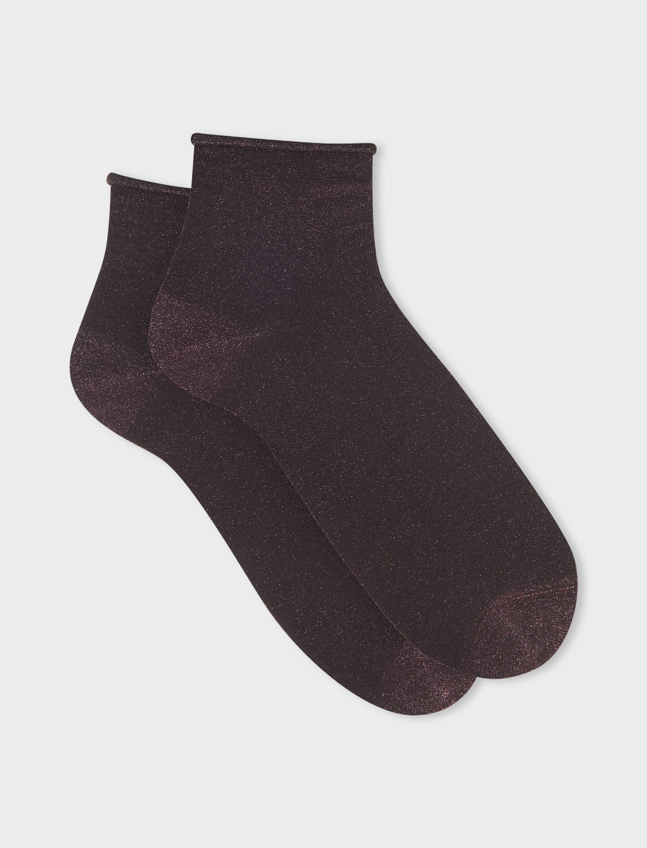 Women's super short plain amethyst lurex socks - Gallo 1927 - Official Online Shop