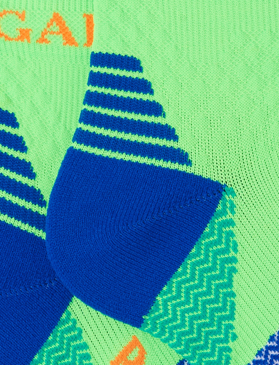 Women's super short technical neon green socks with chevron motif - Gallo 1927 - Official Online Shop